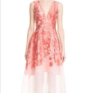 Lela Rose Floral Organza Jacquard Dress